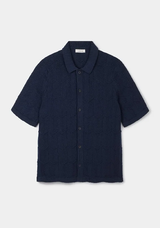 Soft Textures Navy Chevron Knit Polo