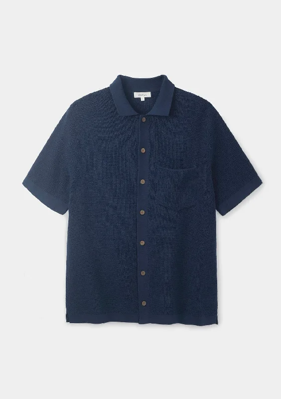 Lounge Wear Navy Waffle Knit Polo