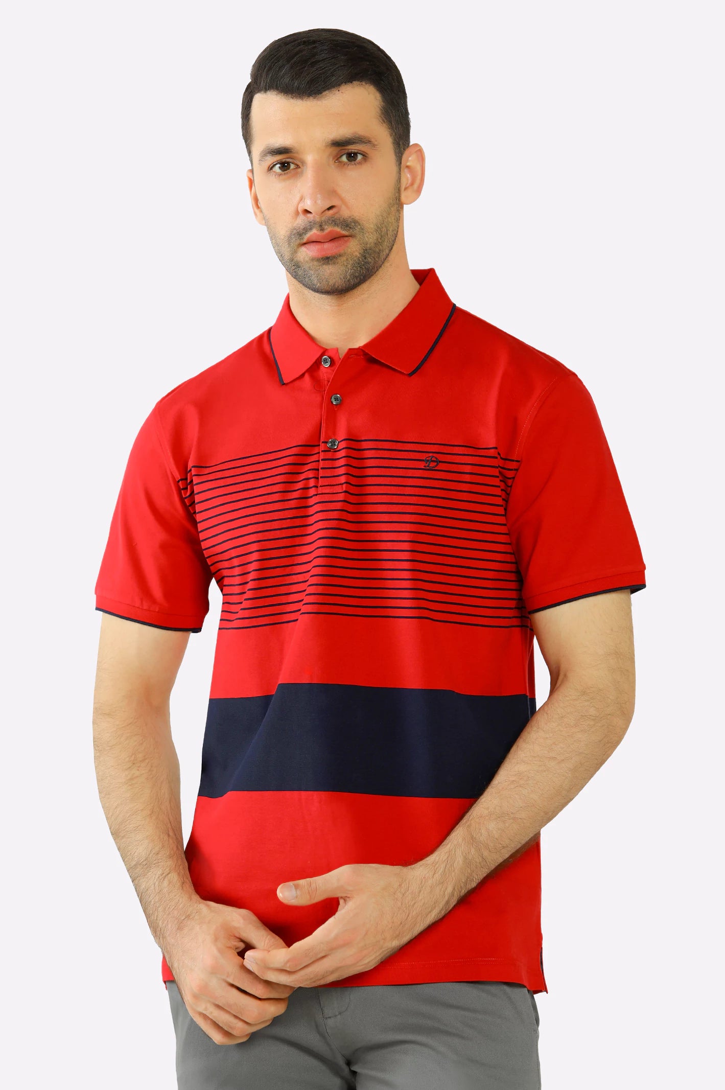 Cozy Chic Wear Red Yarn Dyed Polo