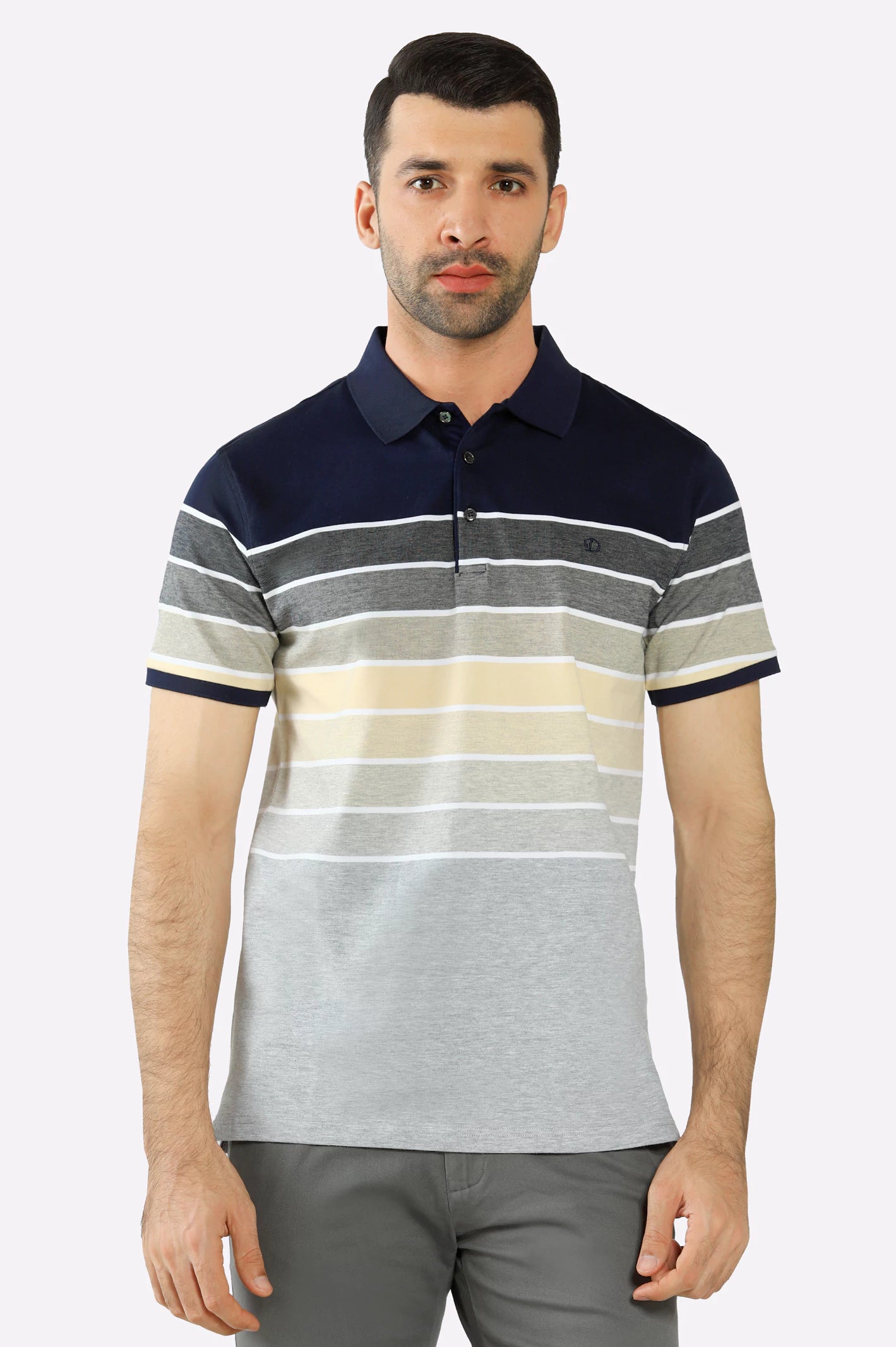 Weekend Comfort Grey Yarn Dyed Polo