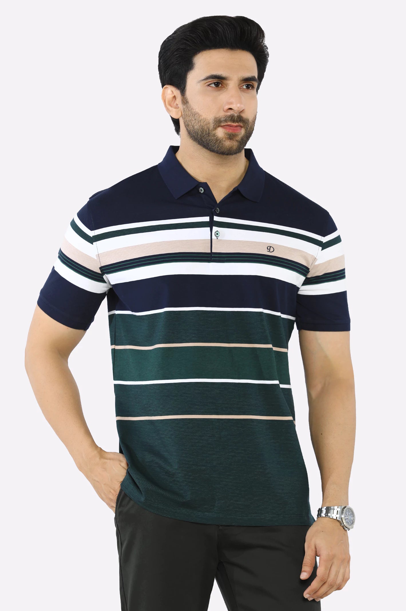 Cozy Sweaters Navy Blue Yarn Dyed Polo