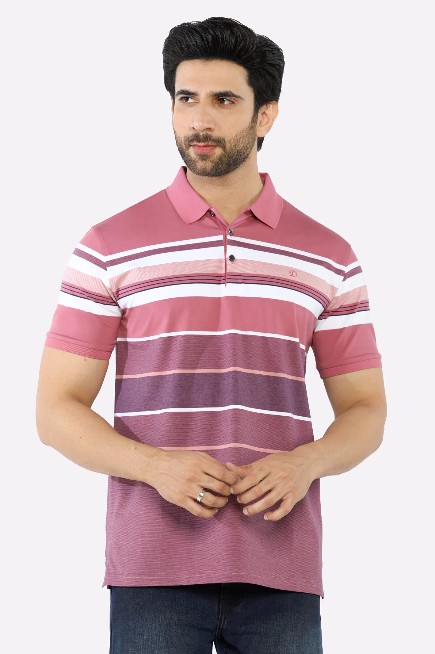 Comfort Fit Pink Yarn Dyed Polo