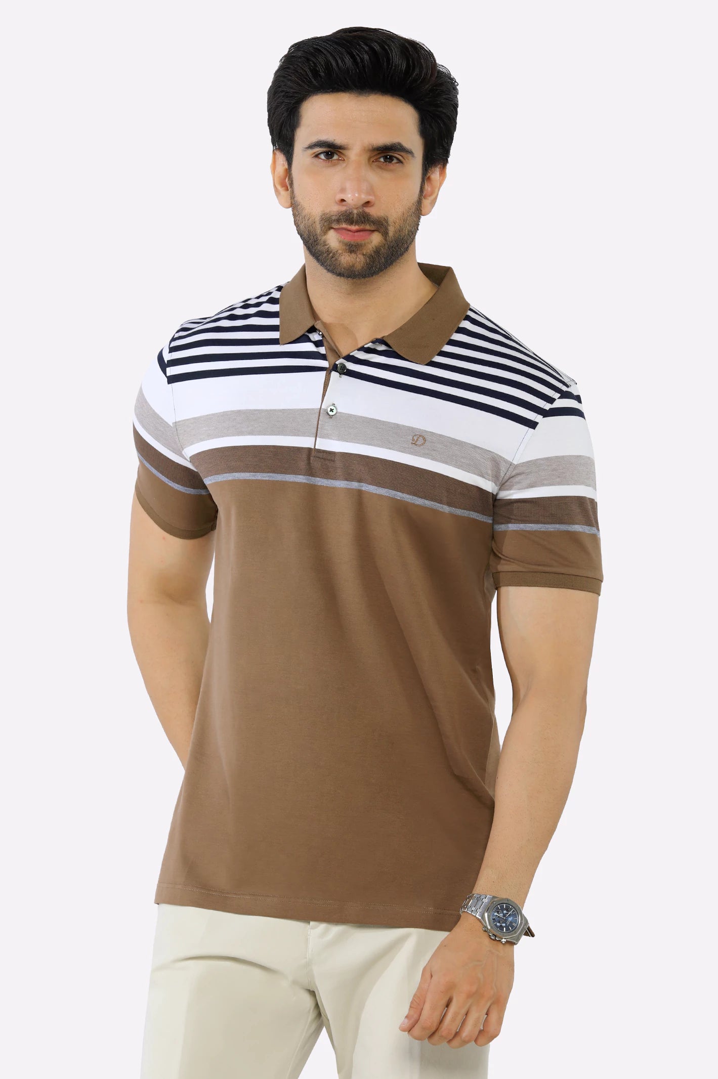 Urban Comfort Brown Yarn Dyed Polo