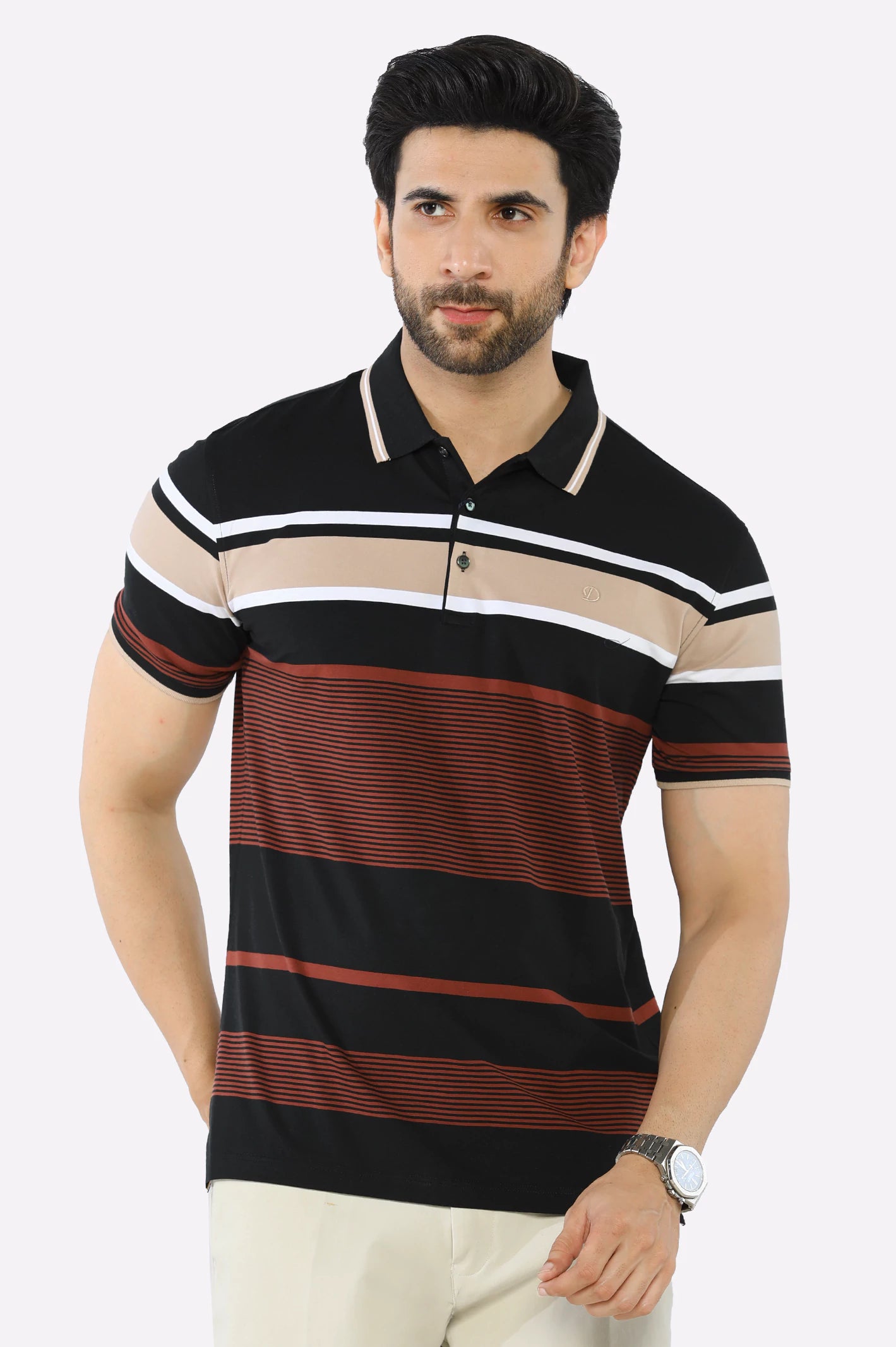 Versatile Comfort Black Yarn Dyed Polo