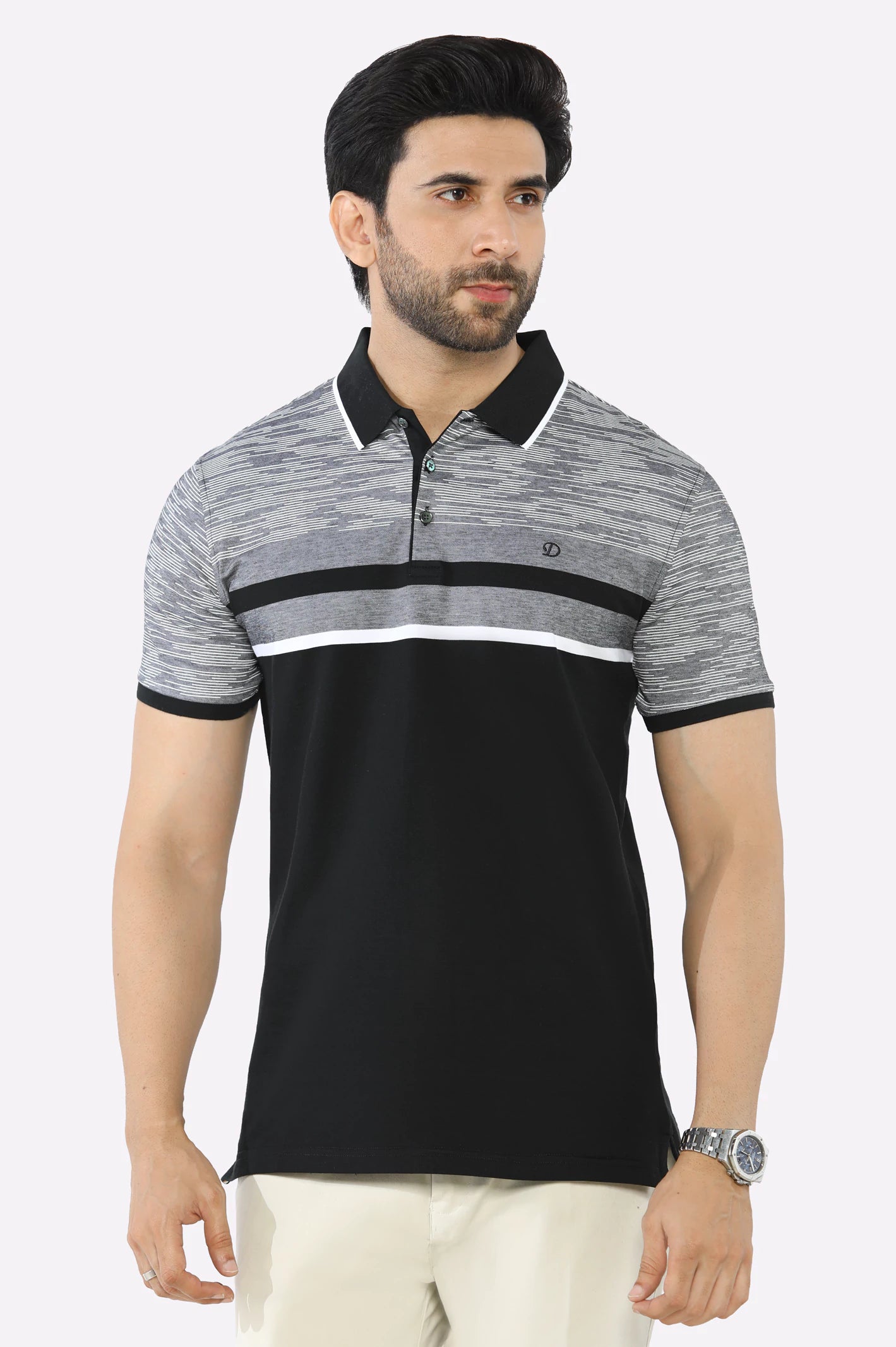 Effortless Elegance Black Yarn Dyed Polo