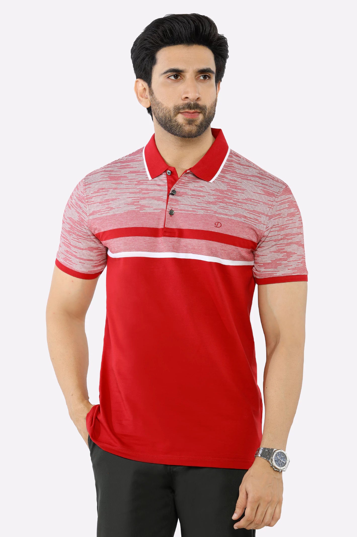 Summer Comfort Red Yarn Dyed Polo
