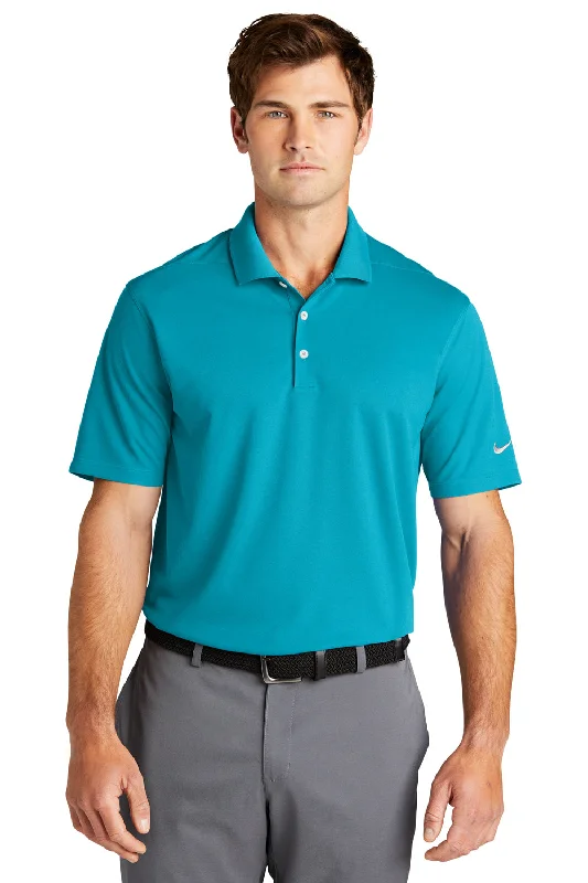 Urban Style Nike Mens Dri-Fit Moisture Wicking Micro Pique 2.0 Short Sleeve Polo Shirt - Tidal Blue
