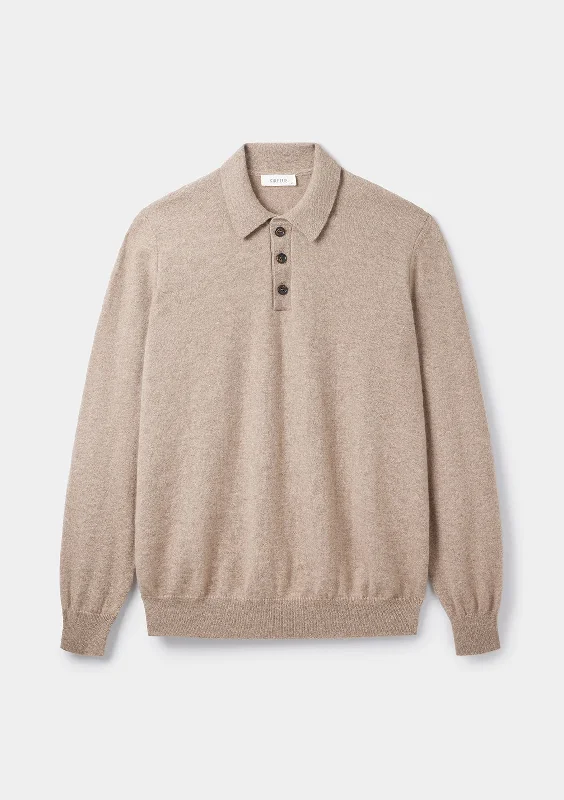 Classic Choice Oat Cashmere Long Sleeve Polo
