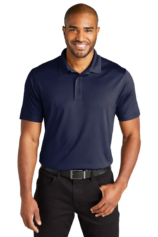 Exclusive Customization Port Authority Mens C-Free Performance Moisture Wicking Short Sleeve Polo Shirt - True Navy Blue