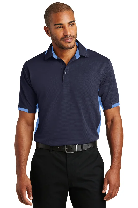 Everyday Chic Port Authority Mens Dry Zone Moisture Wicking Short Sleeve Polo Shirt - Navy Blue/Lake Blue Everyday Chic Port Authority Mens Dry Zone Moisture Wicking Short Sleeve Polo Shirt - Navy Blue/Lake Blue