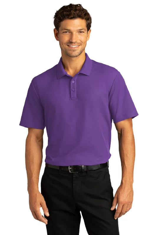 Easy Comfort Style Port Authority Mens React SuperPro Snag Resistant Short Sleeve Polo Shirt - Purple Easy Comfort Style Port Authority Mens React SuperPro Snag Resistant Short Sleeve Polo Shirt - Purple