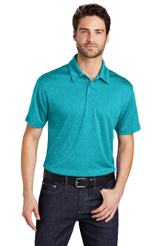 Comfortable Fitwear Port Authority Mens Trace Moisture Wicking Short Sleeve Polo Shirt - Heather Tropic Blue Comfortable Fitwear Port Authority Mens Trace Moisture Wicking Short Sleeve Polo Shirt - Heather Tropic Blue
