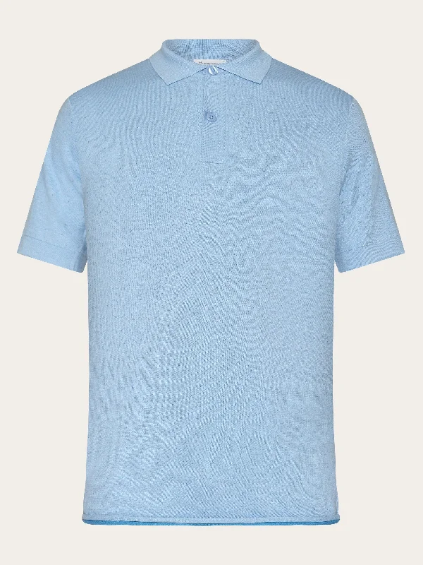 Carefree Regular double layer knitted short sleeved polo - GOTS - Dusk Blue