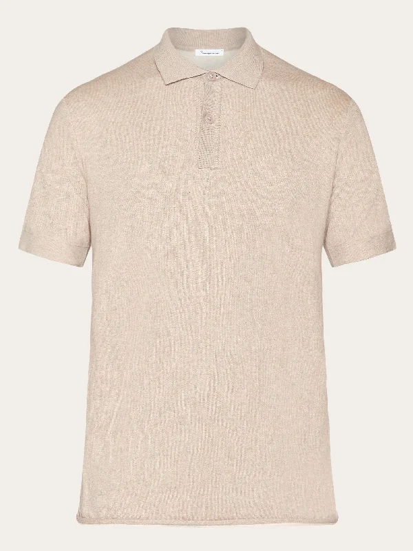 Elegant And Simple Regular double layer knitted short sleeved polo - GOTS - Nature Melange Elegant And Simple Regular double layer knitted short sleeved polo - GOTS - Nature Melange