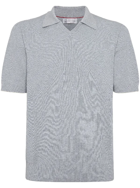 Romantic Data Ribbed-Knit Polo Jumper