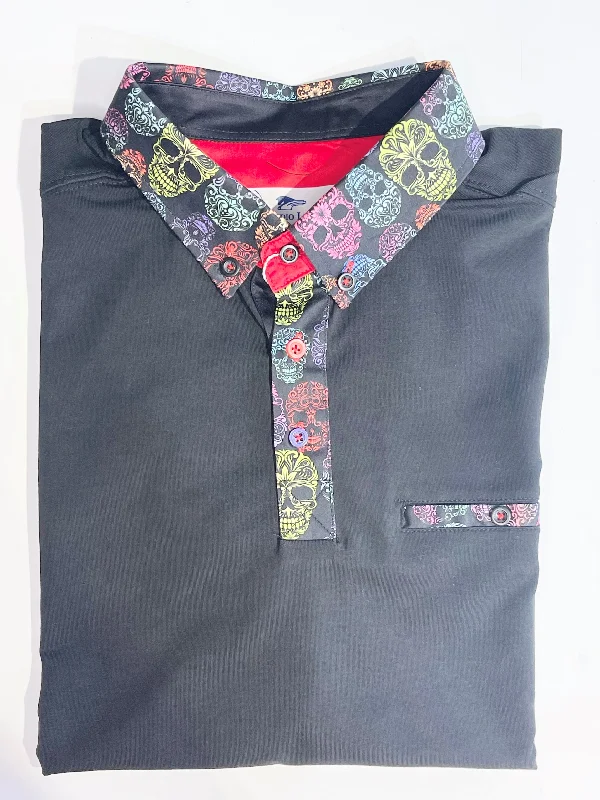 Easygoing Style SKULL TRIM BLACK POLO
