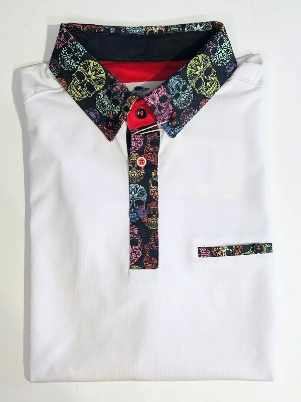 Comfortable Outfits SKULL TRIM WHITE POLO