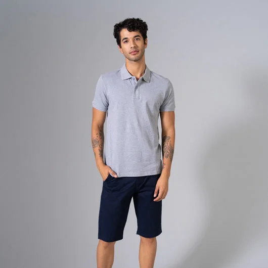 Fashionable Items Smokey Trail Light Grey Cotton Polo T-Shirt