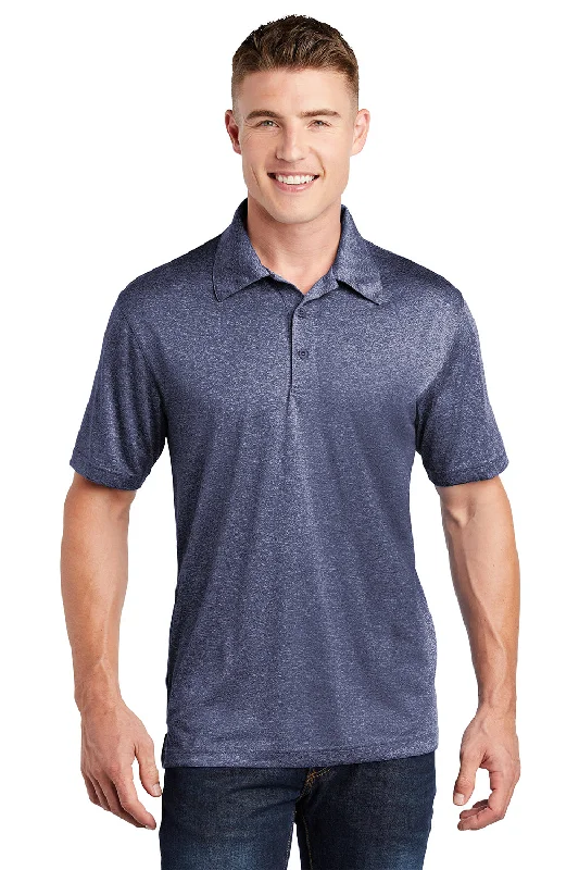 Relaxed Looks Sport-Tek Mens Heather Contender Moisture Wicking Short Sleeve Polo Shirt - Heather True Navy Blue Relaxed Looks Sport-Tek Mens Heather Contender Moisture Wicking Short Sleeve Polo Shirt - Heather True Navy Blue