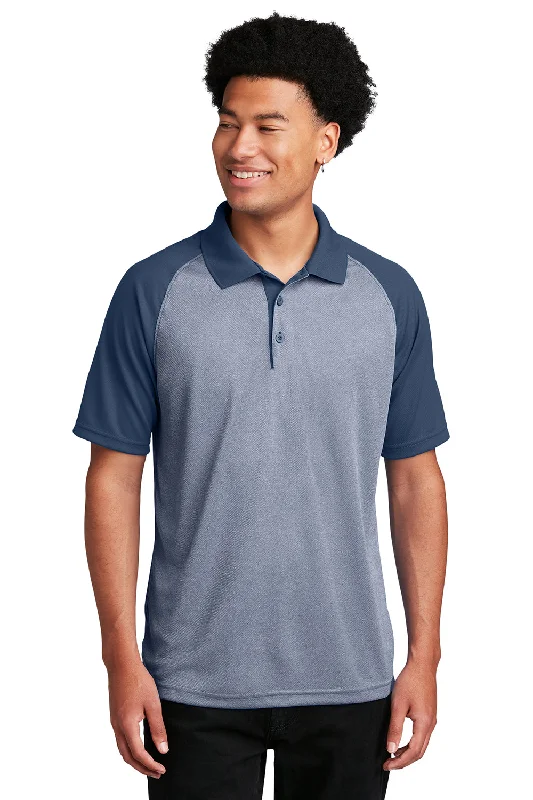 Soft Comfort Wear Sport-Tek Mens RacerMesh Moisture Wicking Short Sleeve Polo Shirt - Heather True Navy Blue/True Navy Blue Soft Comfort Wear Sport-Tek Mens RacerMesh Moisture Wicking Short Sleeve Polo Shirt - Heather True Navy Blue/True Navy Blue