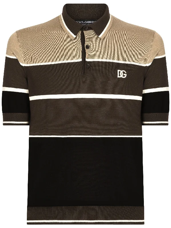 Sports Fashion Striped Silk Polo Shirt
