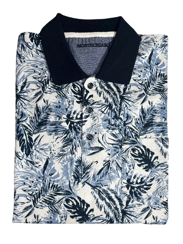 Relaxed Wear TROPICAL LEAF PATTERN POLO