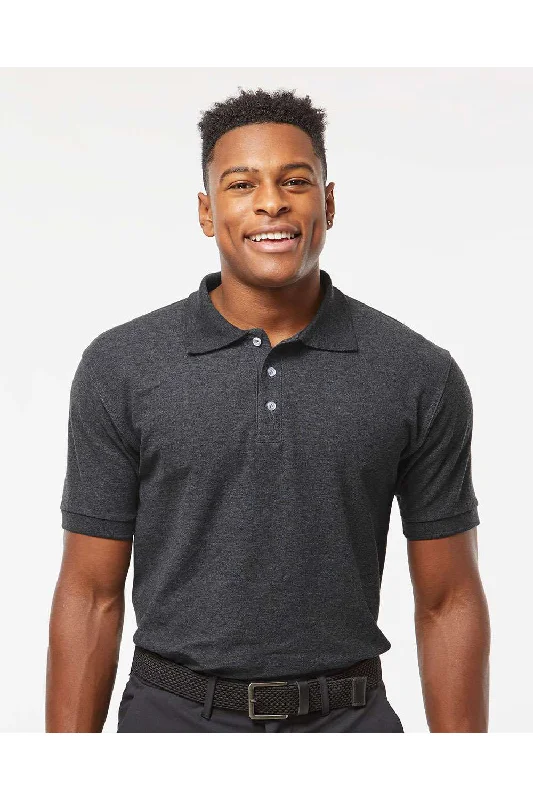 Youthful Tultex Mens Sport Short Sleeve Polo Shirt - Heather Charcoal Grey