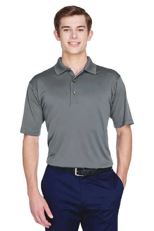 Personalized Wear UltraClub Mens Cool & Dry 8 Star Elite Performance Moisture Wicking Short Sleeve Polo Shirt - Charcoal Grey