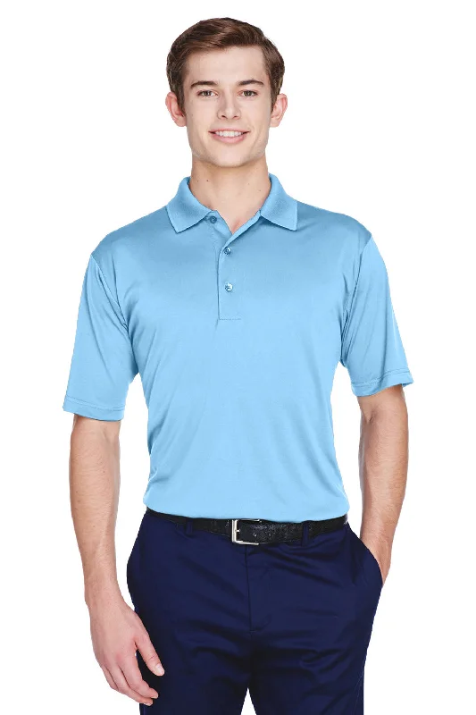 Bright Colors UltraClub Mens Cool & Dry 8 Star Elite Performance Moisture Wicking Short Sleeve Polo Shirt - Columbia Blue